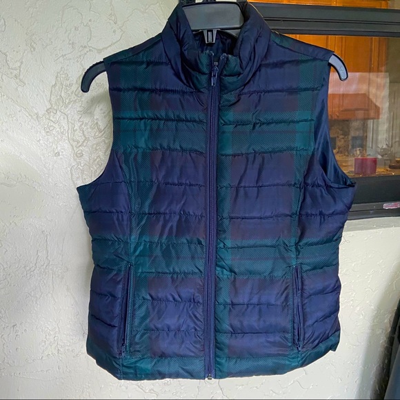 LOFT Jackets & Coats Loft Colebrook Navy Blue And Green Plaid Vest